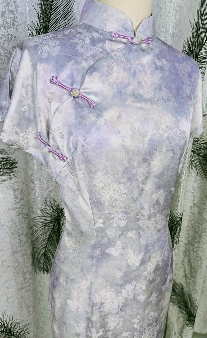 长裙紫色气质新中式蓝色常规旗袍中国风夏季包臀裙