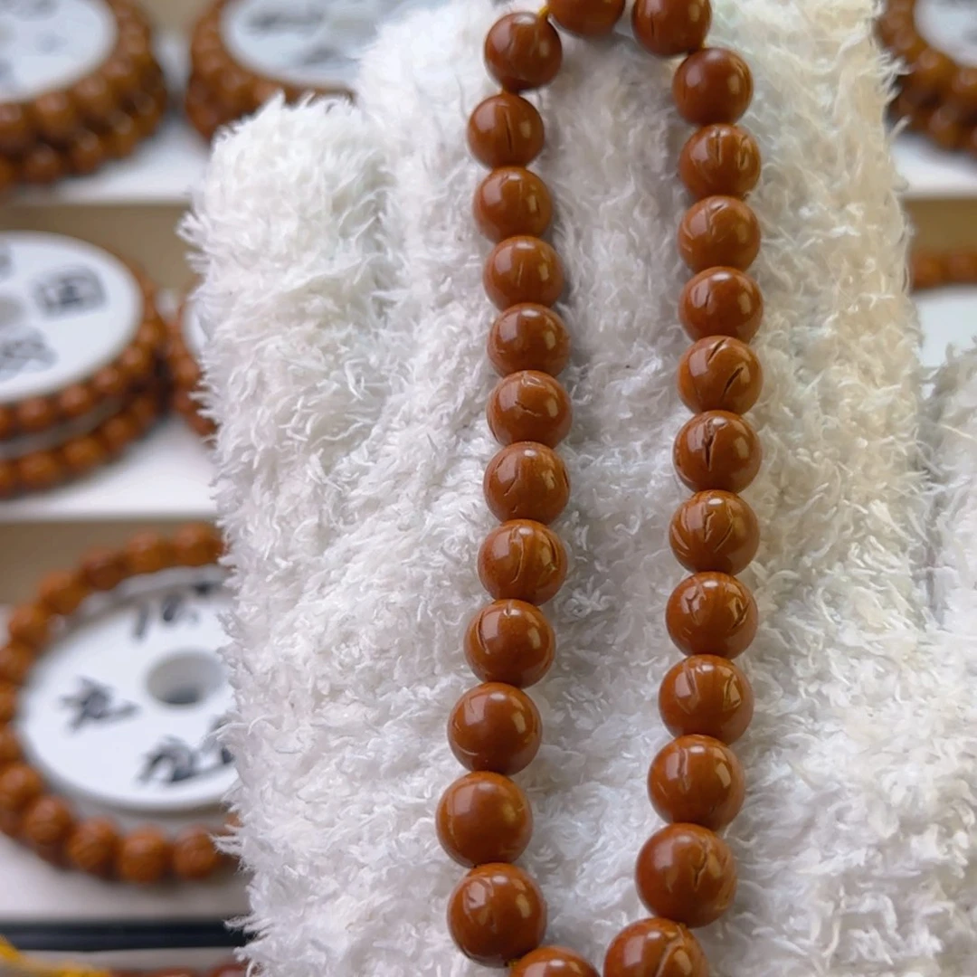 桃核手串龙纹正圆光珠手持