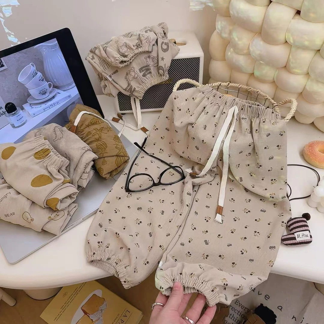 宽松儿童速干裤防蚊裤百搭休闲裤系带长裤男休闲裤印花夏季韩版