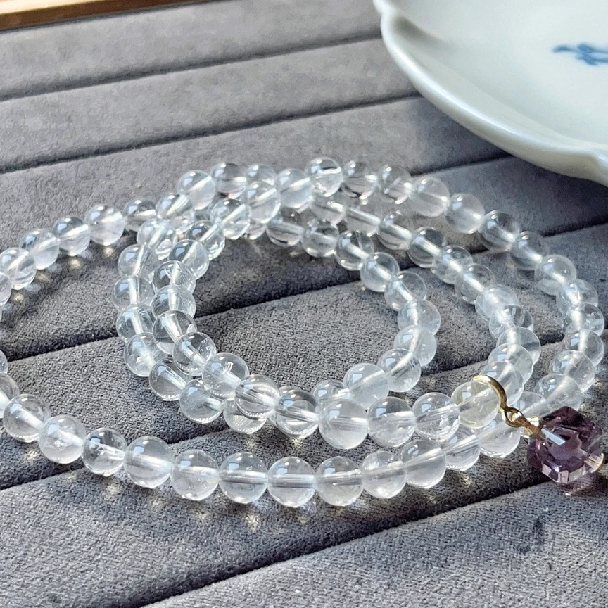 天然白幽灵紫水晶手串