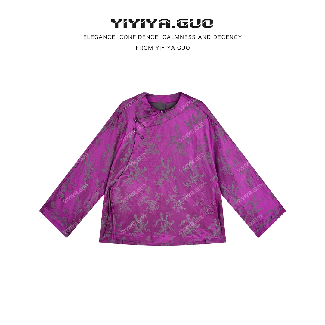yiyiya.Guo艺艺吖【肤白貌美】提花圆领斜襟长袖上衣080023SS52