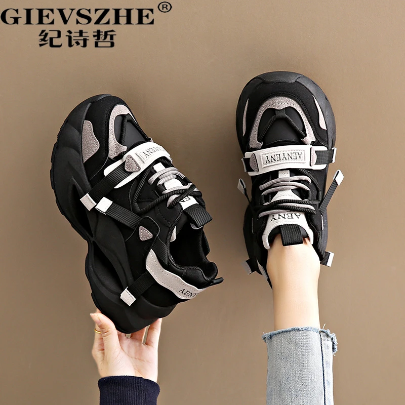 纪诗哲百搭厚底6CM增高老爹鞋女秋季2025新款秋季厚底增高老爹