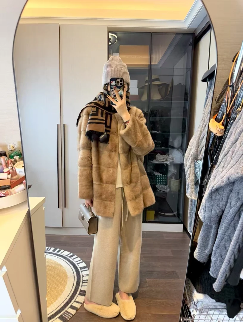 2025新款仿貂毛外套女秋冬时尚韩版宽松显瘦年轻环保皮草毛毛大衣