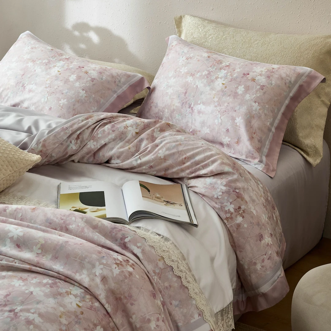 瑶芳丨全棉贡缎长绒棉定位数码印花轻奢柔软透气亲肤纯棉四件套