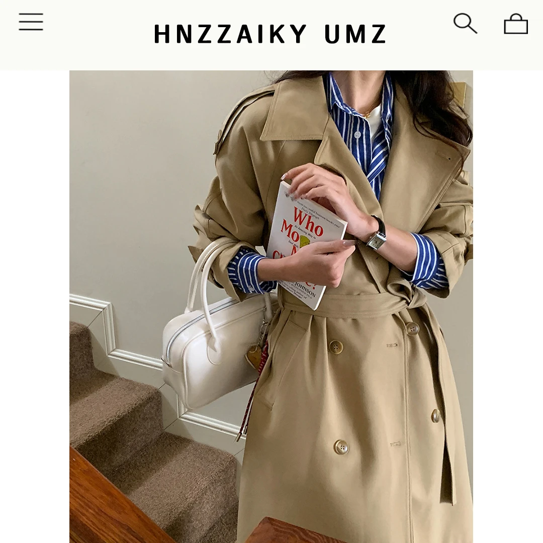 UMZ  英伦风高级气质感双排扣廓形中长款风衣外套ZY2640