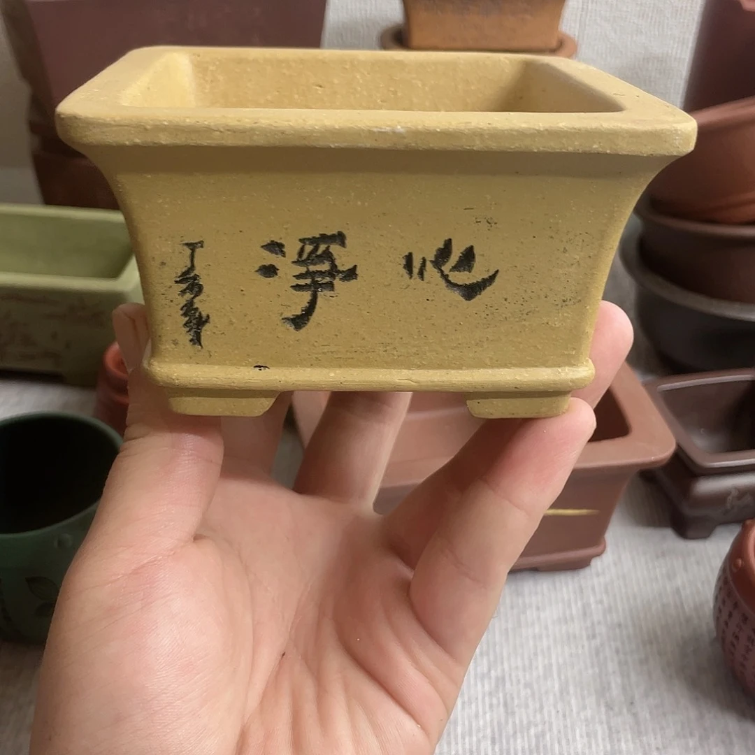 紫砂花盆宜兴精品紫砂四方手工盆8×4