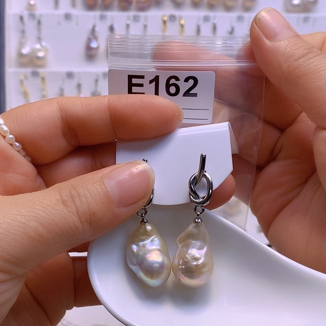 淡水珍珠耳饰银S925镶嵌