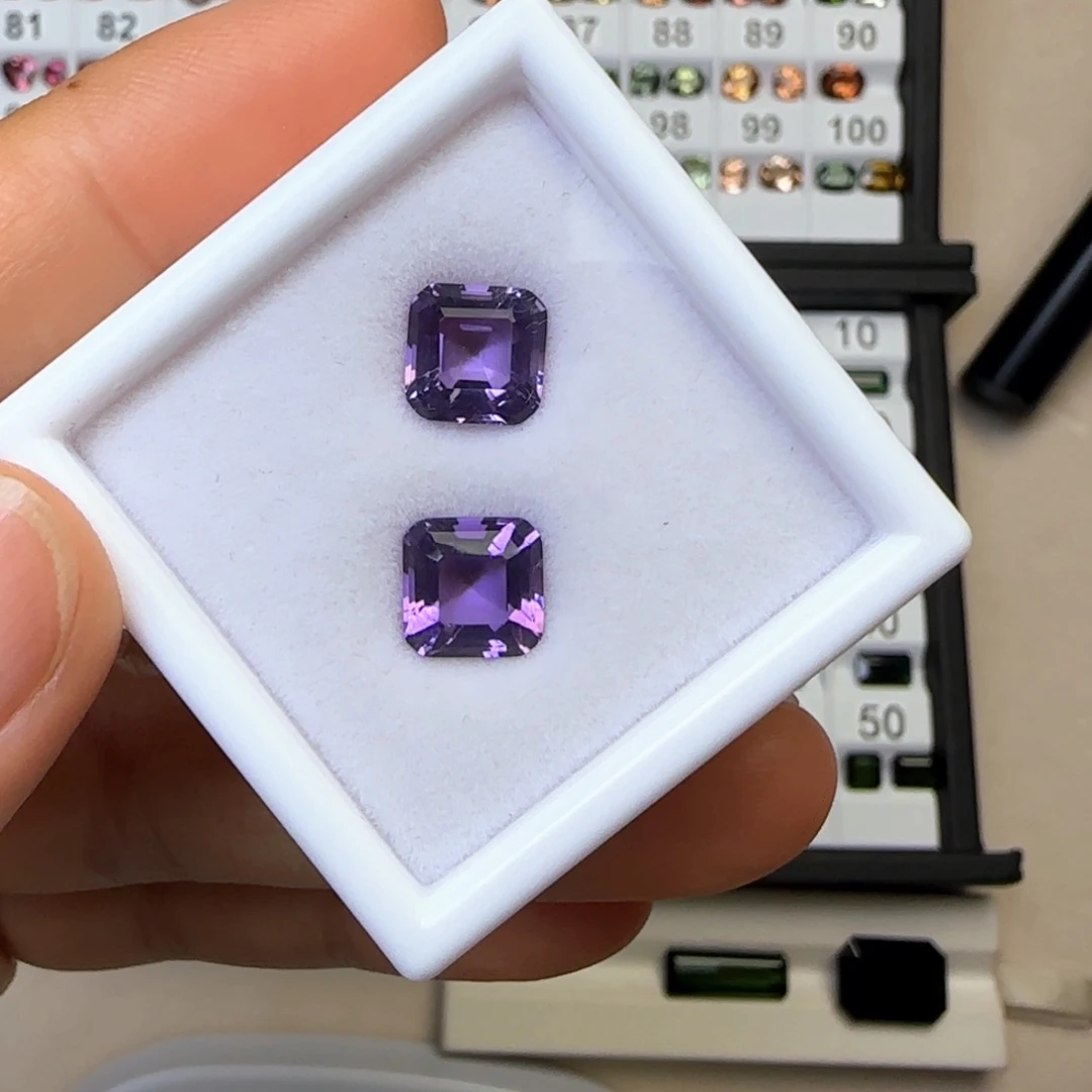 紫晶珠宝半成品未镶嵌天然 阿斯切8mm 一对