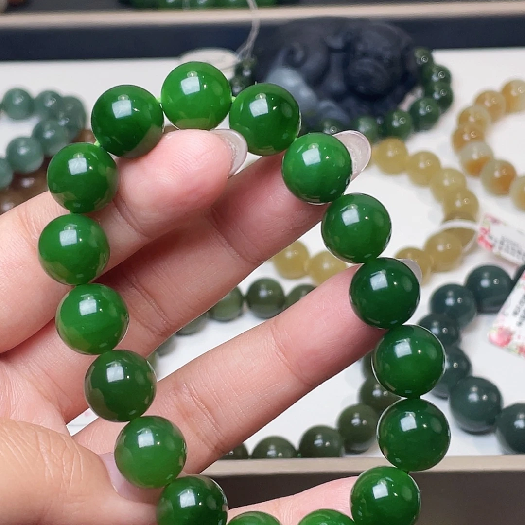 未镶嵌手链和田玉（碧玉）俄辣阳绿12