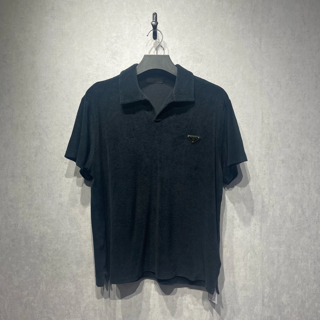 99新 Prada/普拉达 三角徽标毛巾polo衫/XL码