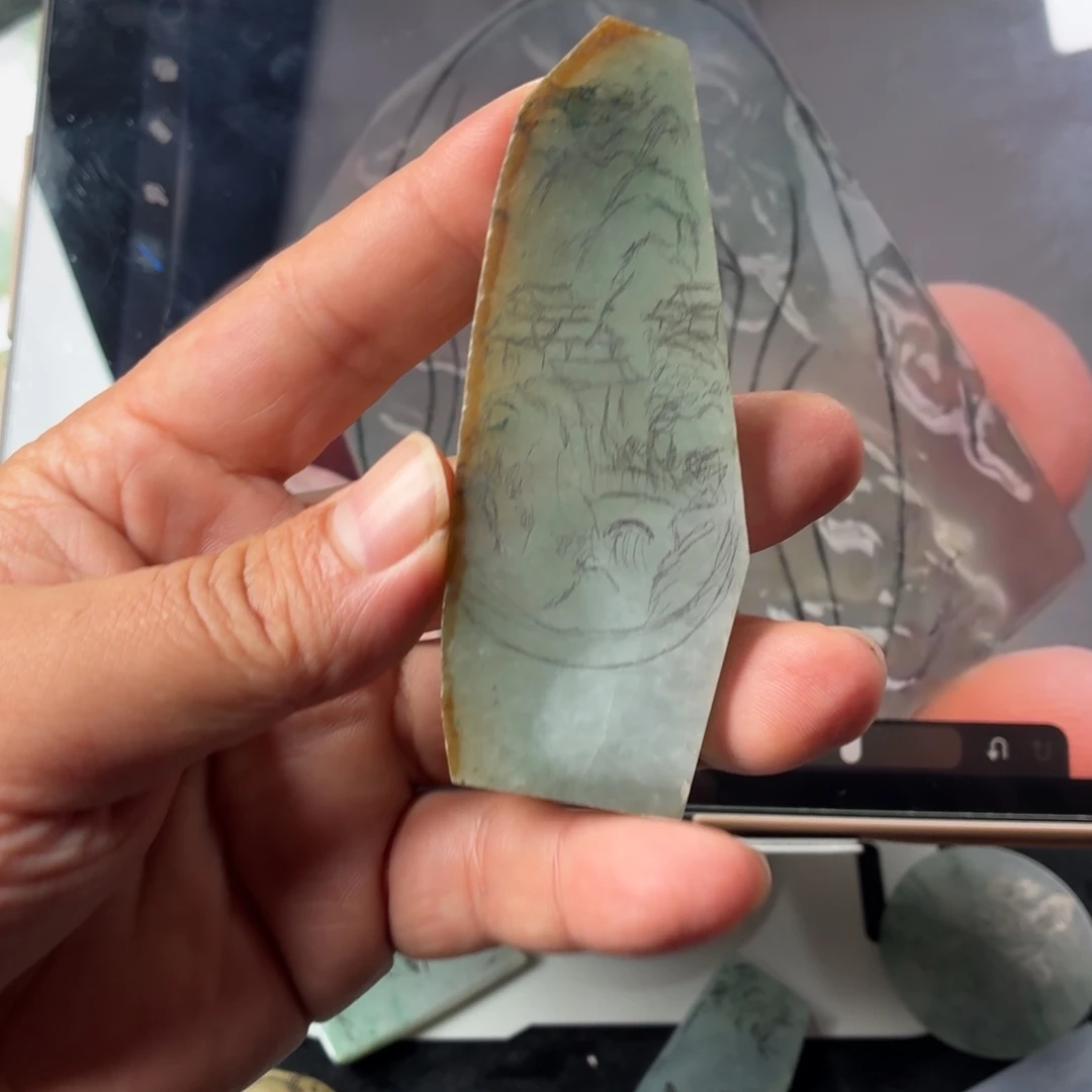 随***欲定制翡翠未镶嵌包工包料，定制山水牌