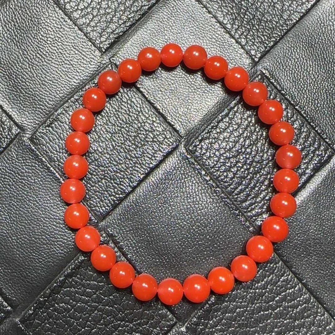 南红玛瑙未镶嵌官坡锦红圆珠单圈