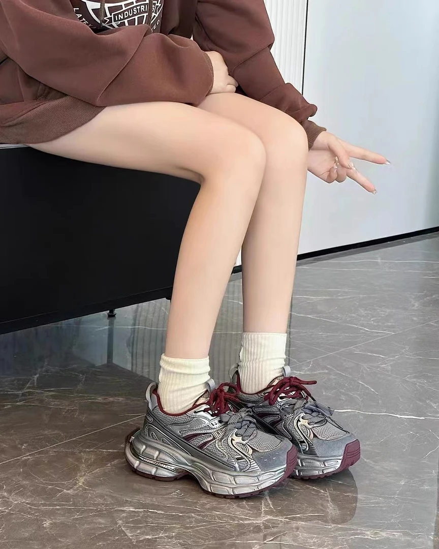 2025春季拼色双系带潮流女鞋运动时尚百搭四季跑步鞋12398