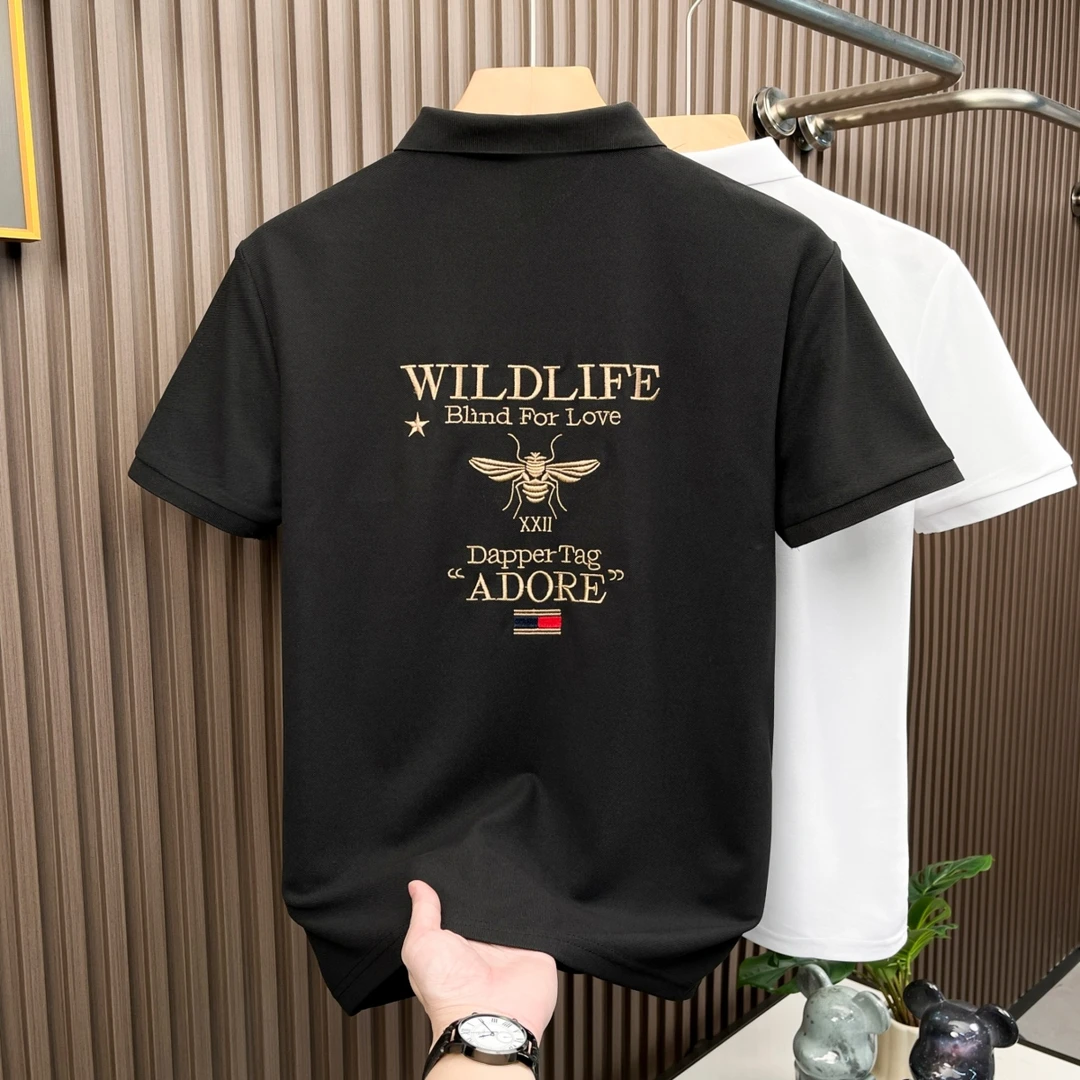 2025新款polo衫男短袖潮牌翻领夏季休闲高级感 小蜜蜂刺绣t恤男士