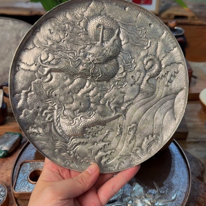 铜包银纯手工龙盘19.5