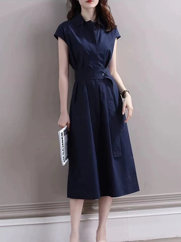 25518-31302 夏季中长款宽松收腰连衣裙