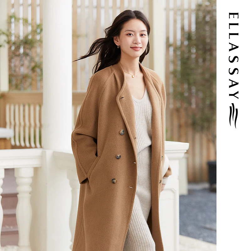 【粉丝专享】歌力思高级感驼色气质毛呢大衣女EWB344D00800