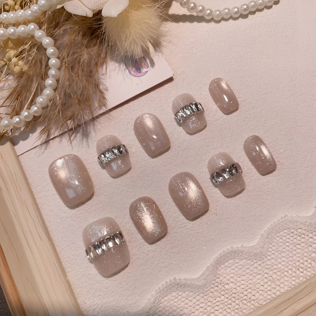 A2265『裸纱银环』温柔甜美水润猫眼猫光锆石拼钻纯手工制作穿戴甲