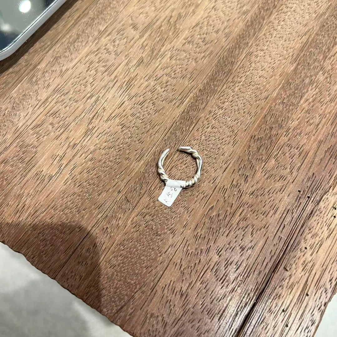 925银戒指 0312A01 TJ韩国女装韩国直播代购925银麻花开口戒指