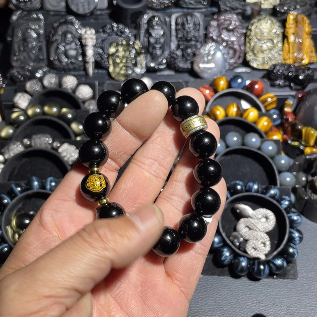 黑曜岩手链未镶嵌公*?