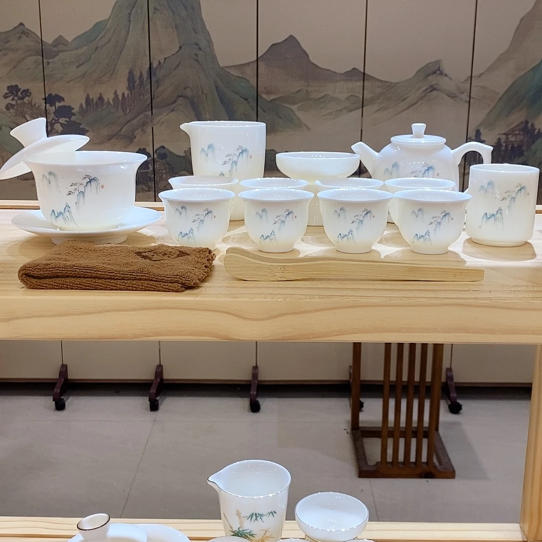 【墨城】羊脂玉瓷高山流水16头