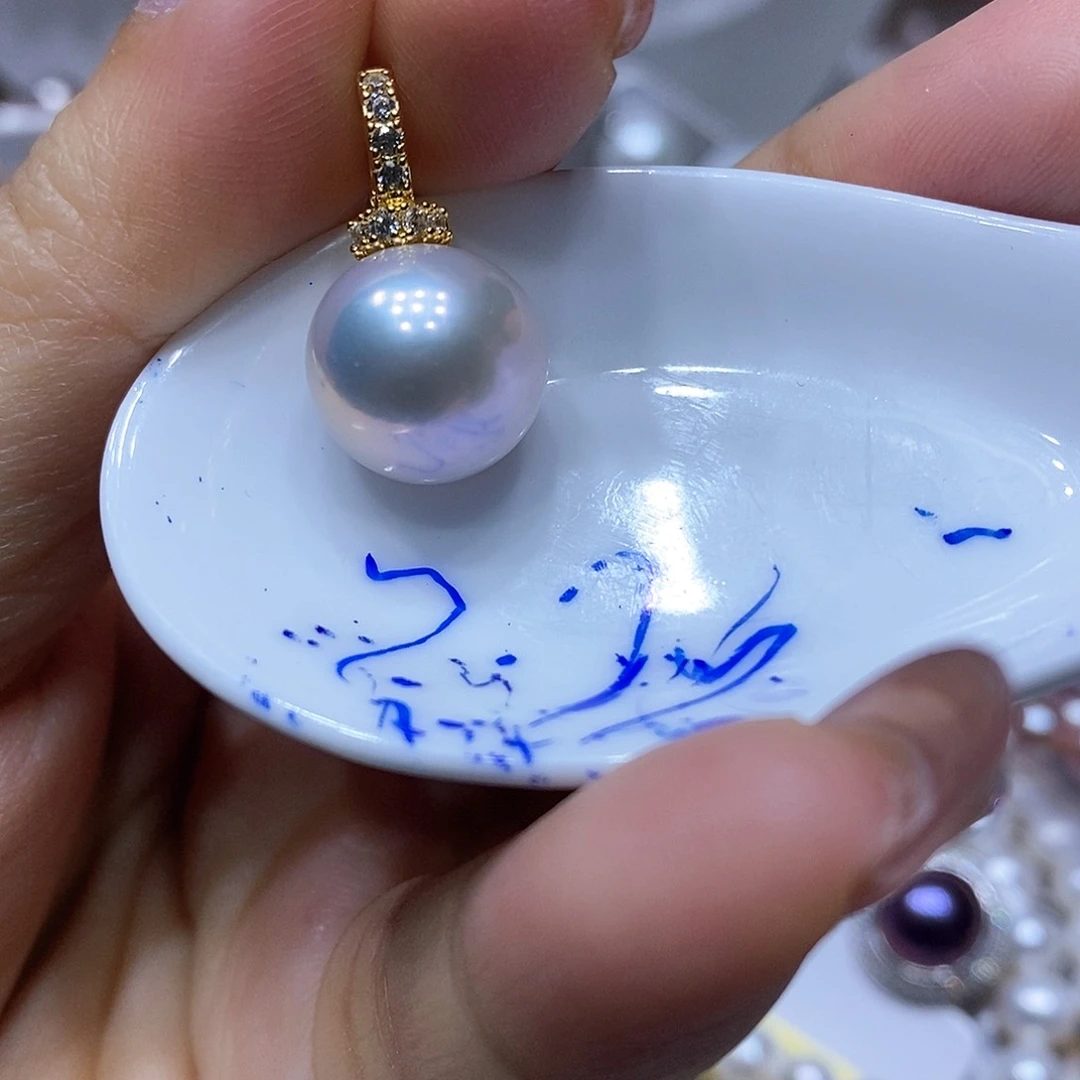 淡水珍珠吊坠银S925镶嵌