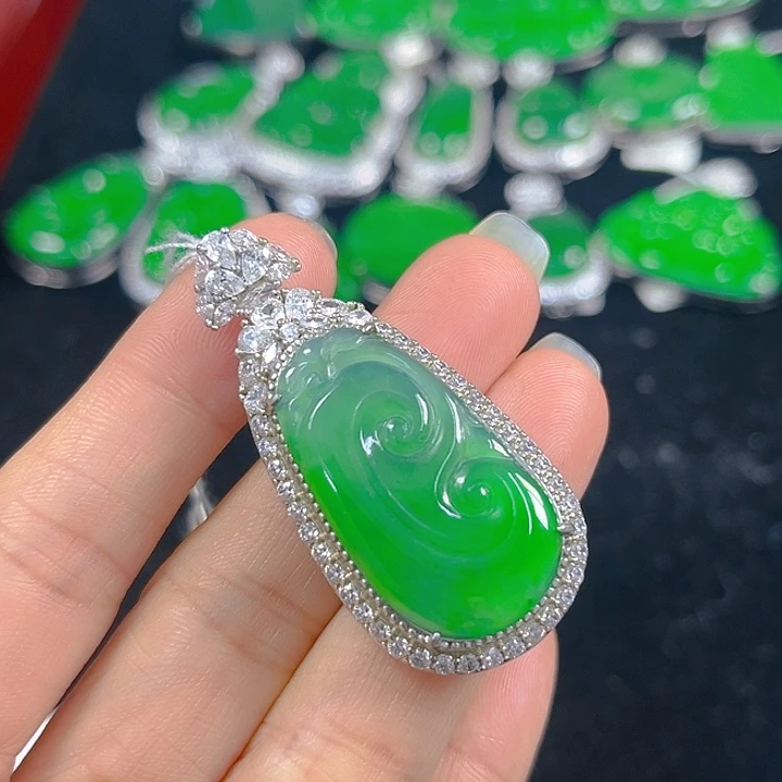 翡翠银S925镶嵌吊坠(不含链)