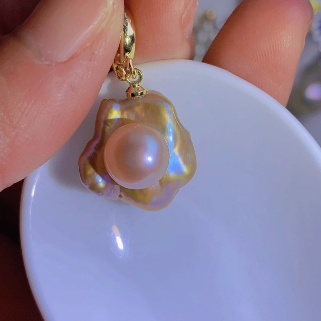 银S925镶嵌天然淡水珍珠淡水珍珠