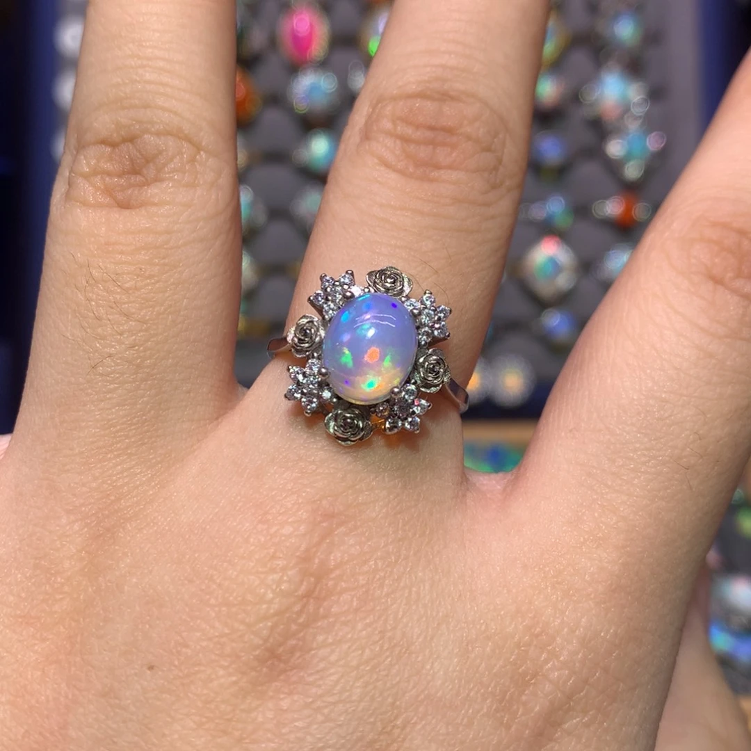 银S925镶嵌欧泊戒指