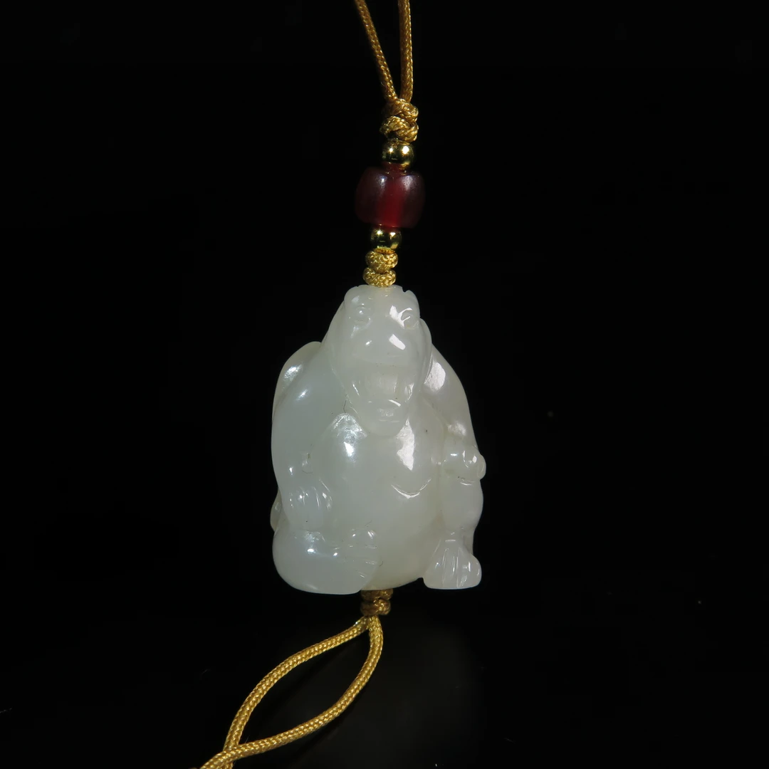 清代玉熊挂件/MZ058351/和田玉/民族文物