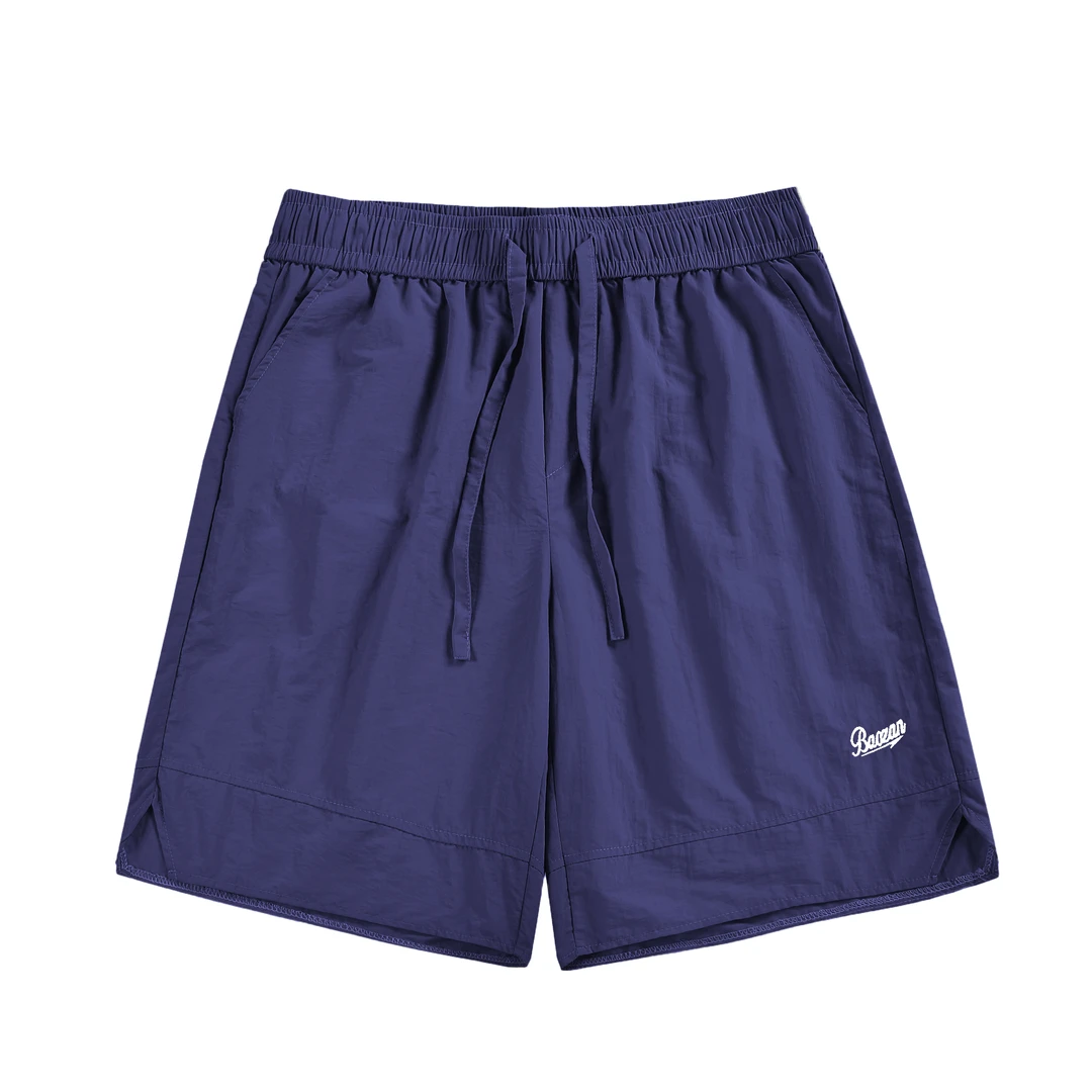 冰丝速干刺绣运动短裤男夏季宽松百搭透气轻薄休闲短裤沙滩五分裤