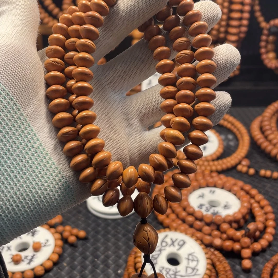 桃核手串秦岭桃核小金豆7➕✖️10.8圆边算盘108颗