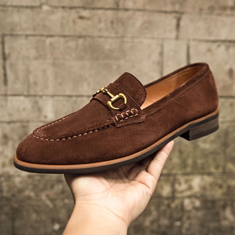 豪门英伦马衔扣反绒设计感皮鞋极简风乐福鞋豆豆鞋潮流百搭休闲鞋