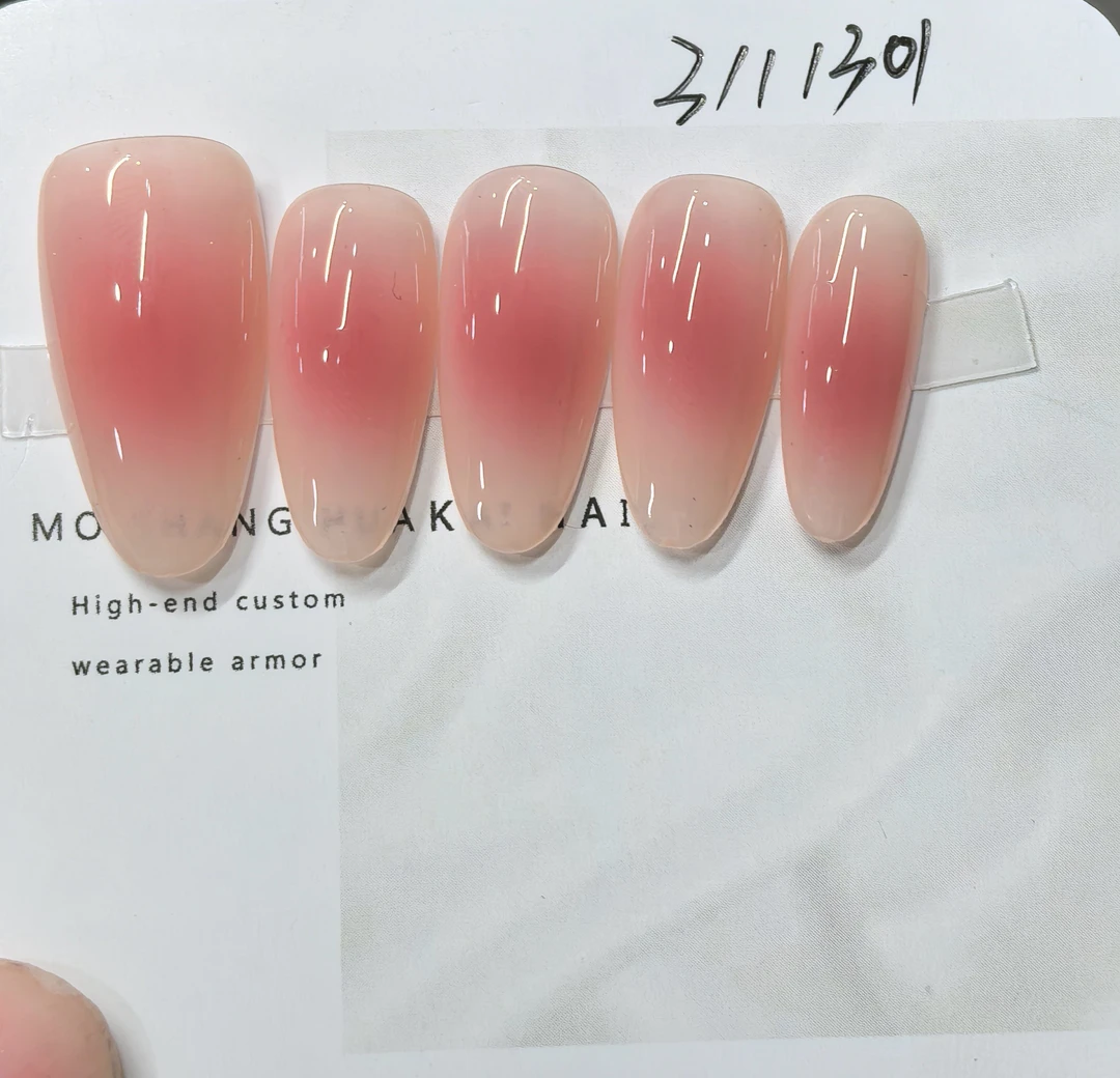 【肉桂奶茶】 简约温柔款式腮红纯手工光疗甲 十片纯手工穿戴甲