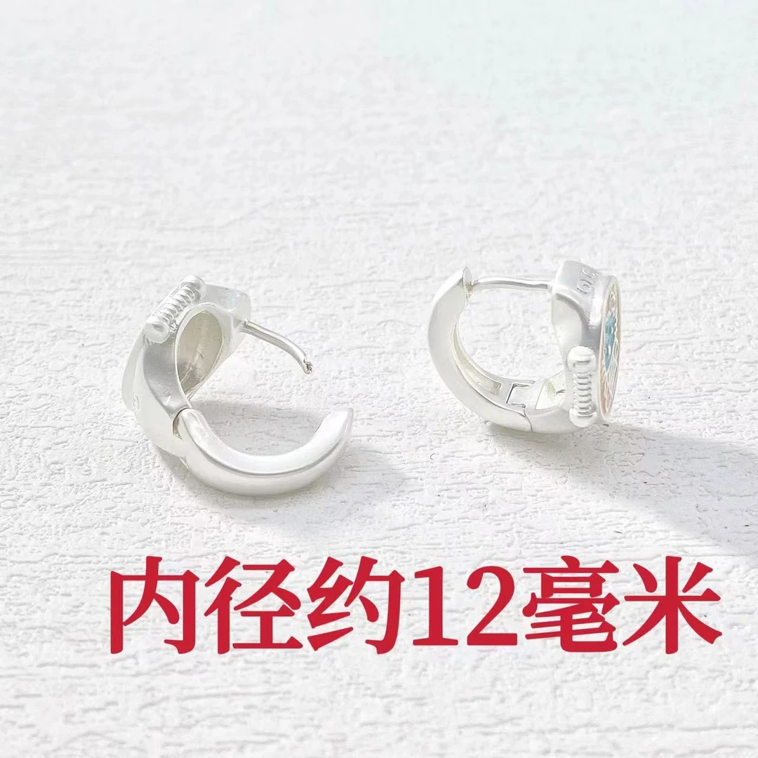 铜合金耳饰 木木（RZ7135） 内径12毫米 莫奈彩釉KT猫耳扣耳环