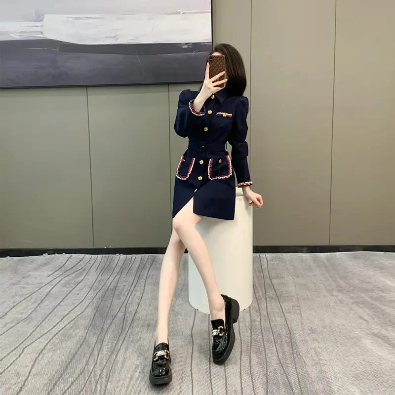 C755财阀千金小香风复古小众连衣裙女新款高级感气质别致裙子收腰