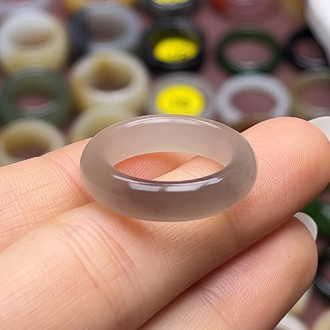 和田玉未镶嵌戒指17.4冰紫