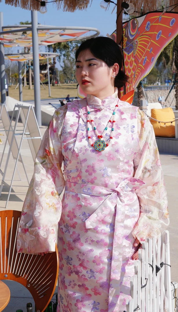 【春日樱】七吉家新款藏族博无袖拉裙高端织锦气质