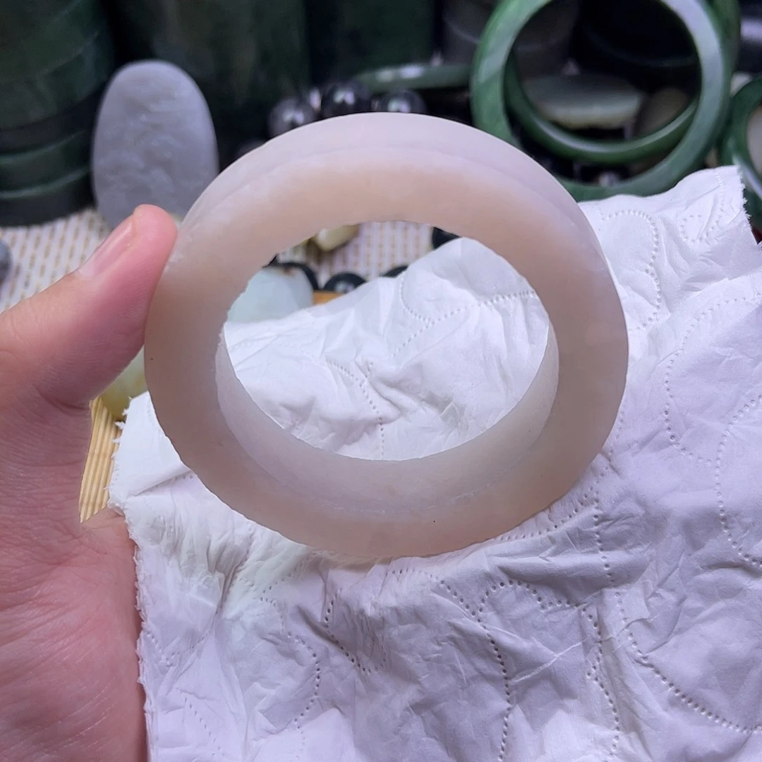 未镶嵌和田玉珠宝半成品藕粉毛圈55-59