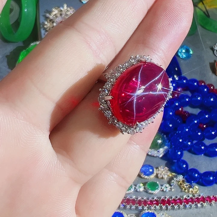 钨金红色蓝色满钻镶嵌