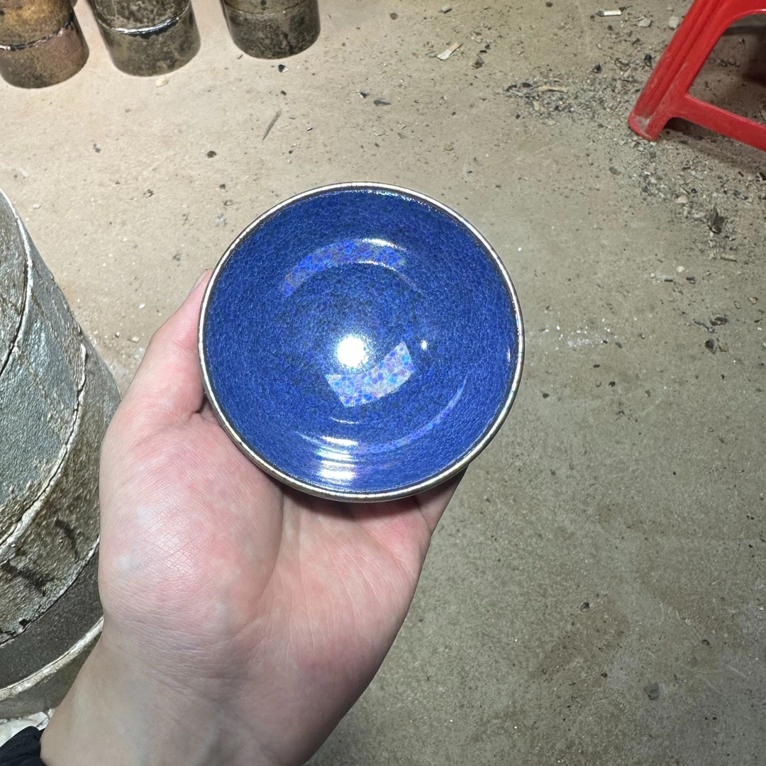 【闪购商品】瓷杯 七彩海蓝冰裂 平口【配礼盒 配证书】