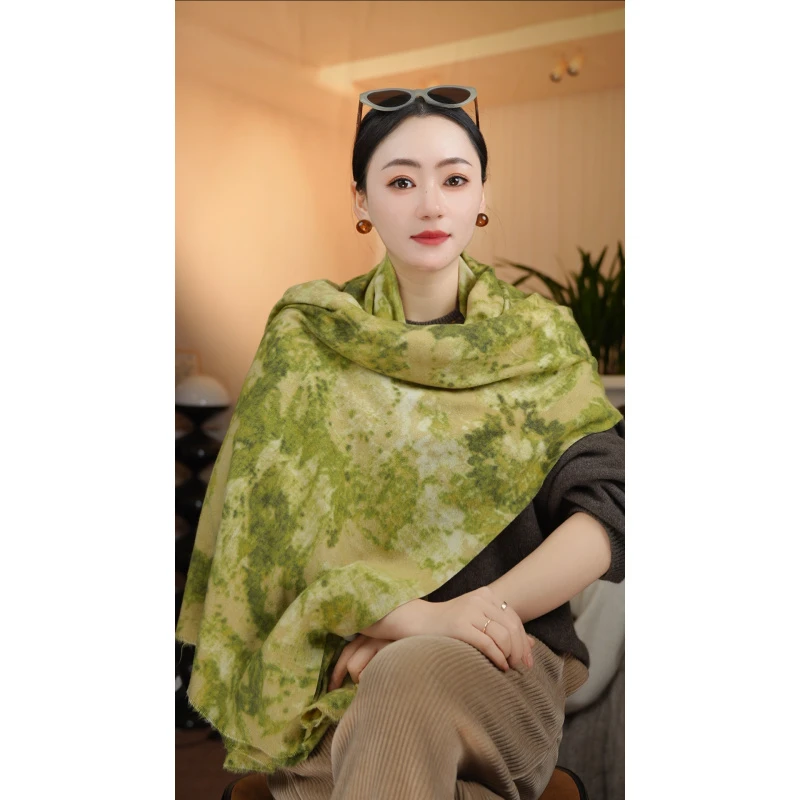 1-993【抹茶云絮】新款仿羊绒190*70左右长巾
