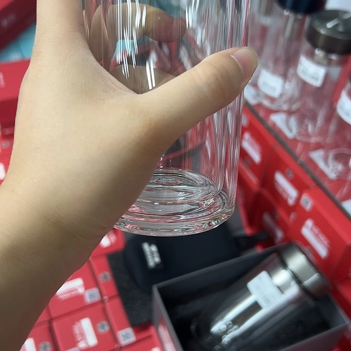 水晶玻璃盖子款本色双层玻璃杯3803807073