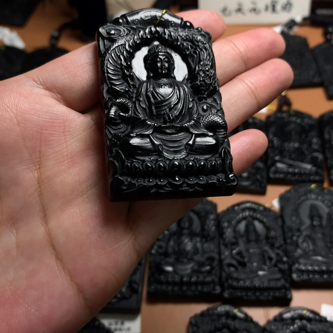 天然缅甸a货钢琴黑挂件