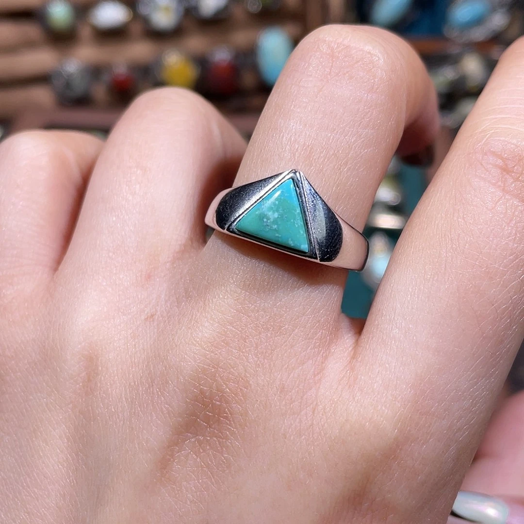 绿松石银S925镶嵌戒指