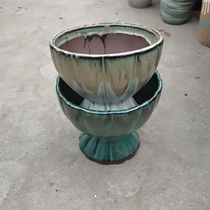 红陶口19高17两个盆