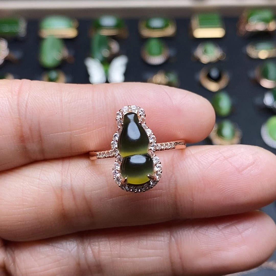 和田玉（碧玉）戒指银S925镶嵌