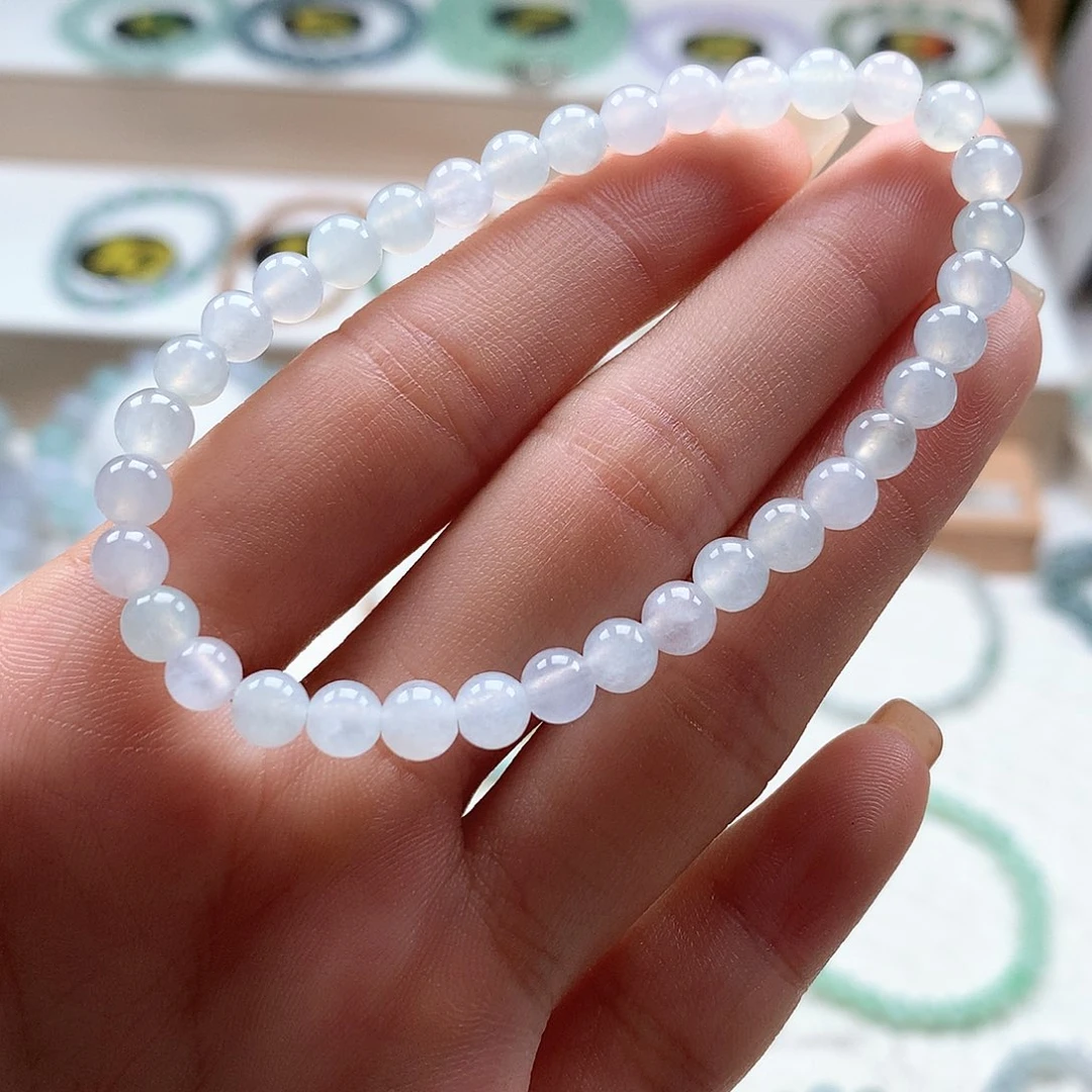 翡翠未镶嵌手串白月光