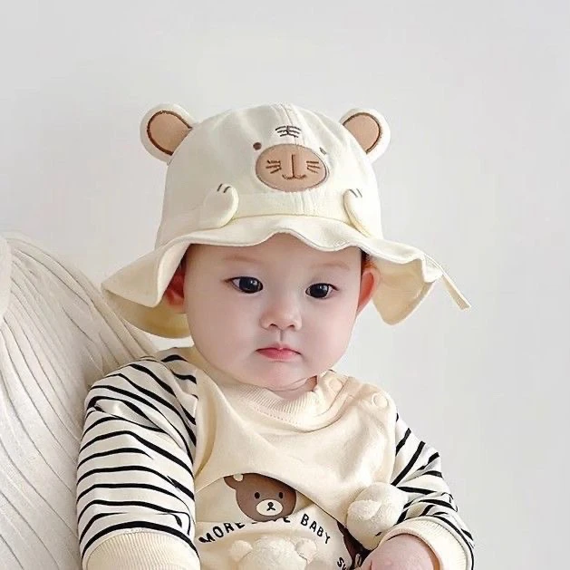 婴儿帽子秋季秋冬薄款女防晒儿童遮阳帽婴幼儿外出宝宝渔夫帽洋气
