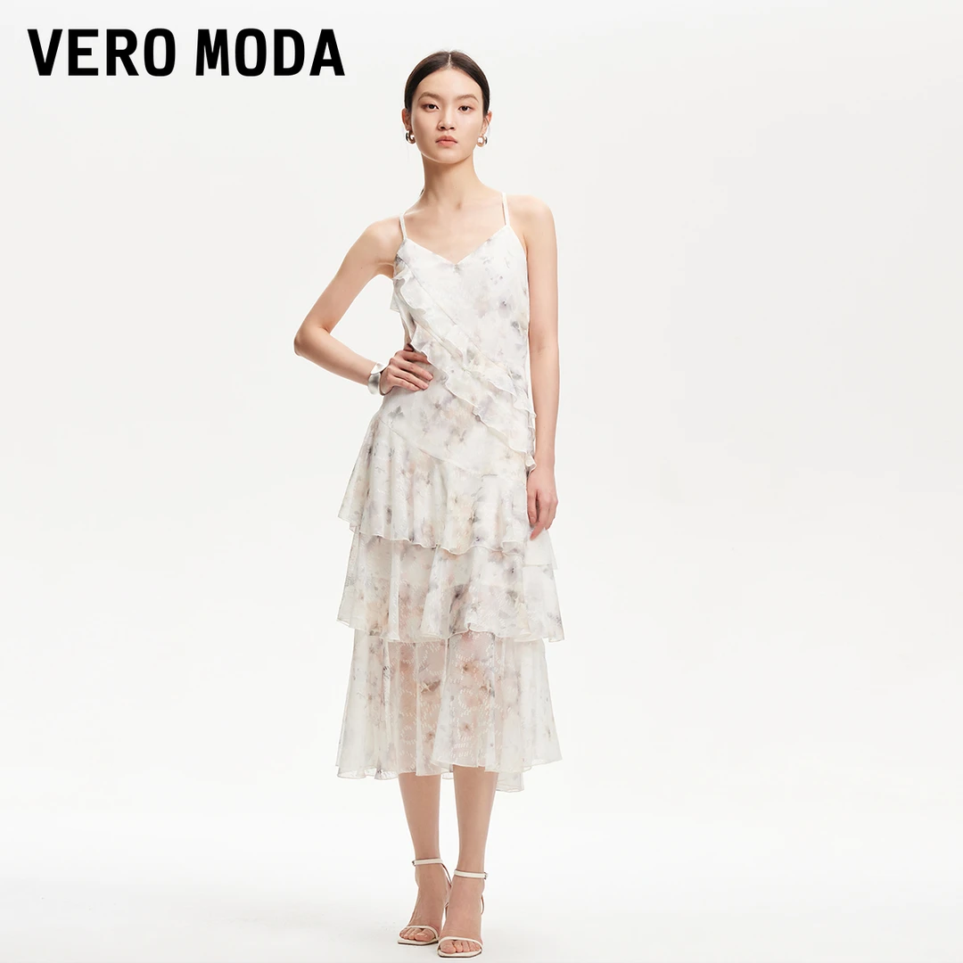 Vero Moda氧气裙连衣裙【琥珀】印花层叠荷叶边连衣裙洋气32517A030